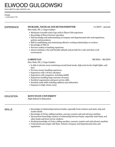 casino cage cashier resume examples|Cage Cashier .